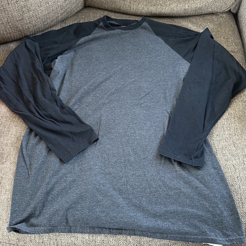 Member's Mark by Russell Men's Gray Black Raglan Long Sleeve Shirt Size XL 🪵